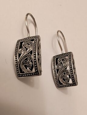 Silpada Sterling Silver Filigree Drop Earrings - Black Accents